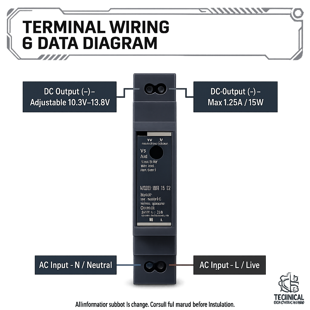 GatEvo DIN Rail PSU — Wiring diagram